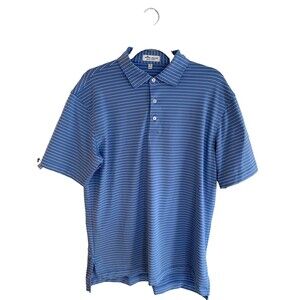 Peter Millar Navy & Blue Striped Performance Golf Polo Shirt Men’s Medium